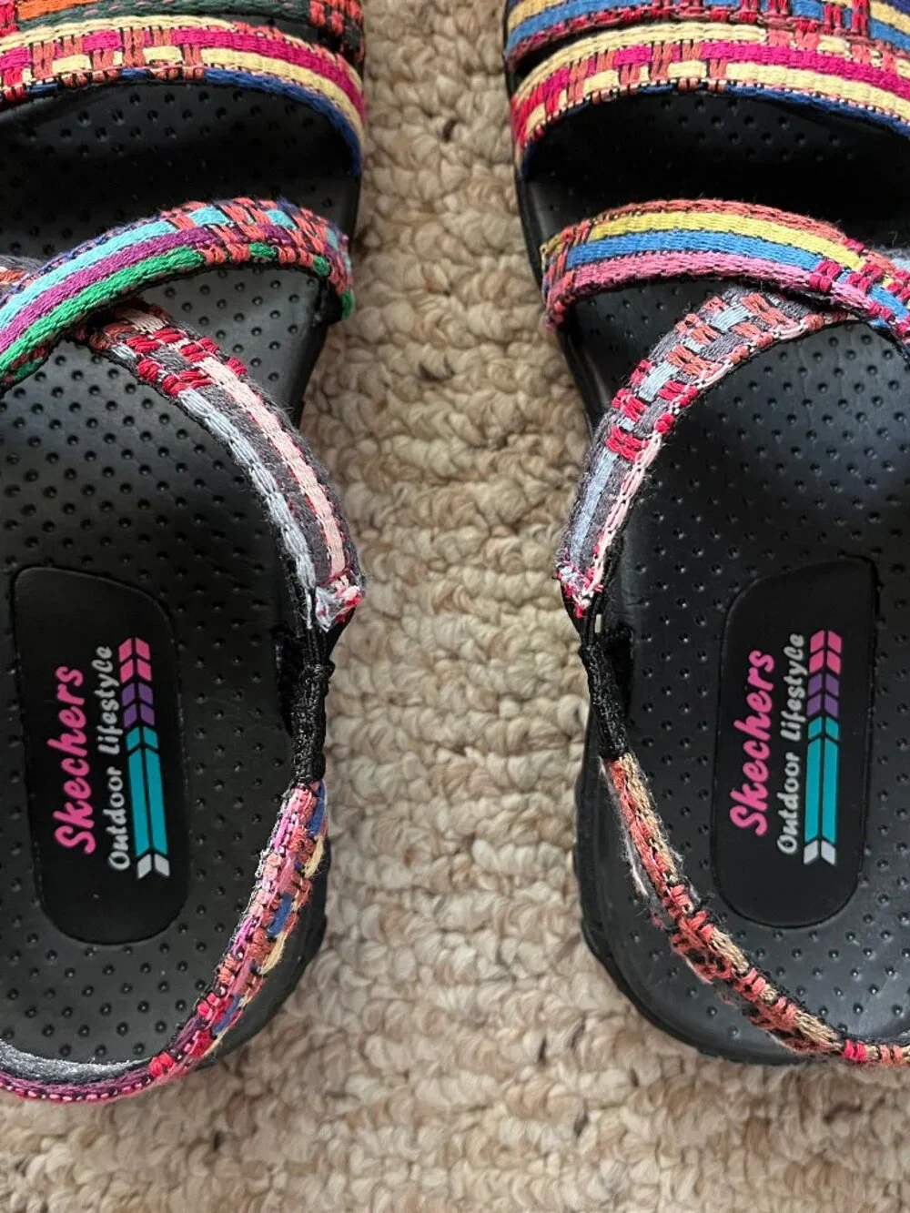 Skechers Reggae Sew Me Boho Woven Slingback Sandal - Black Multi - Picture 5 of 6